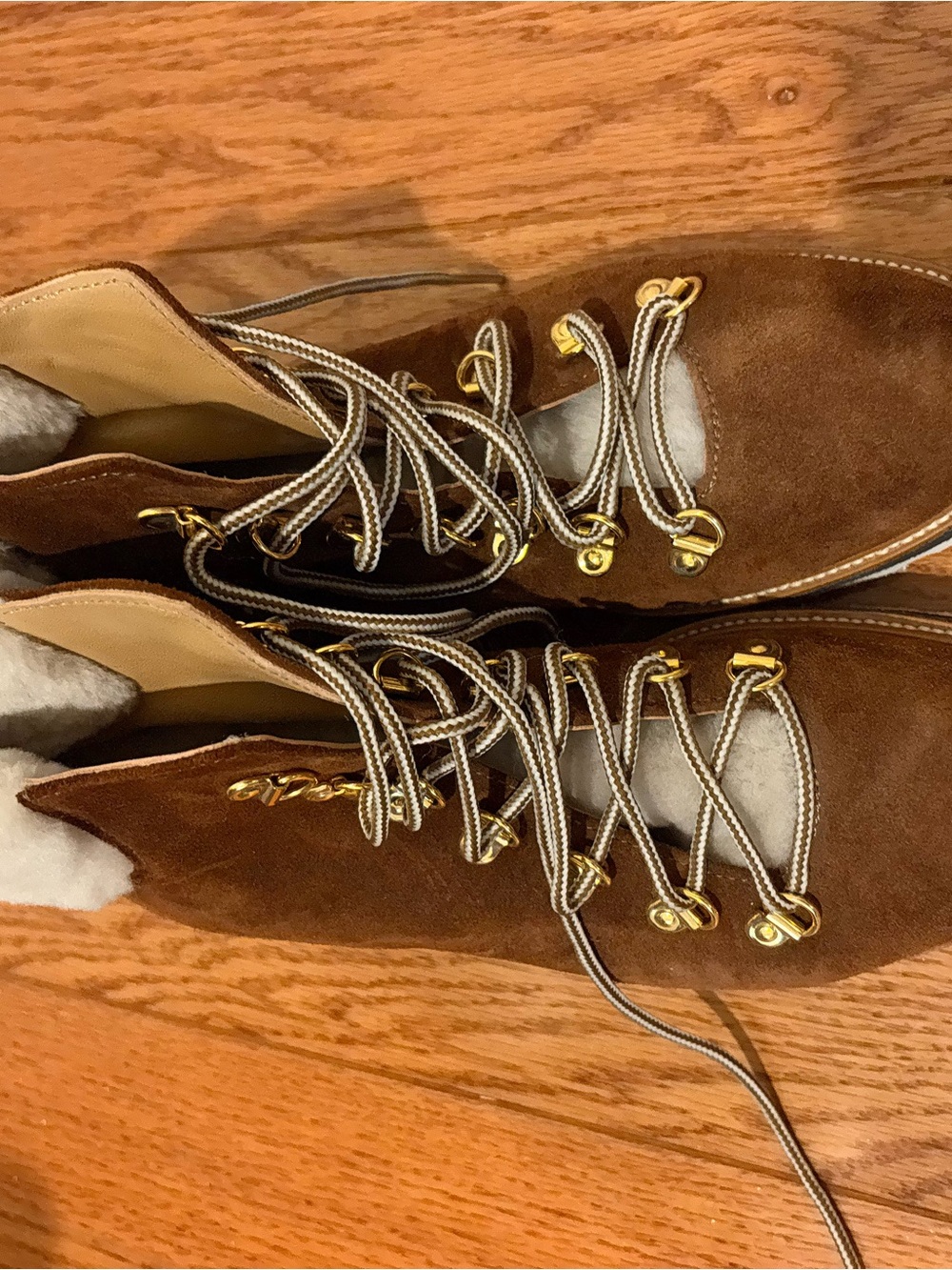 Brown Suede Lace-Up Men’s Boots with Shearling Lining